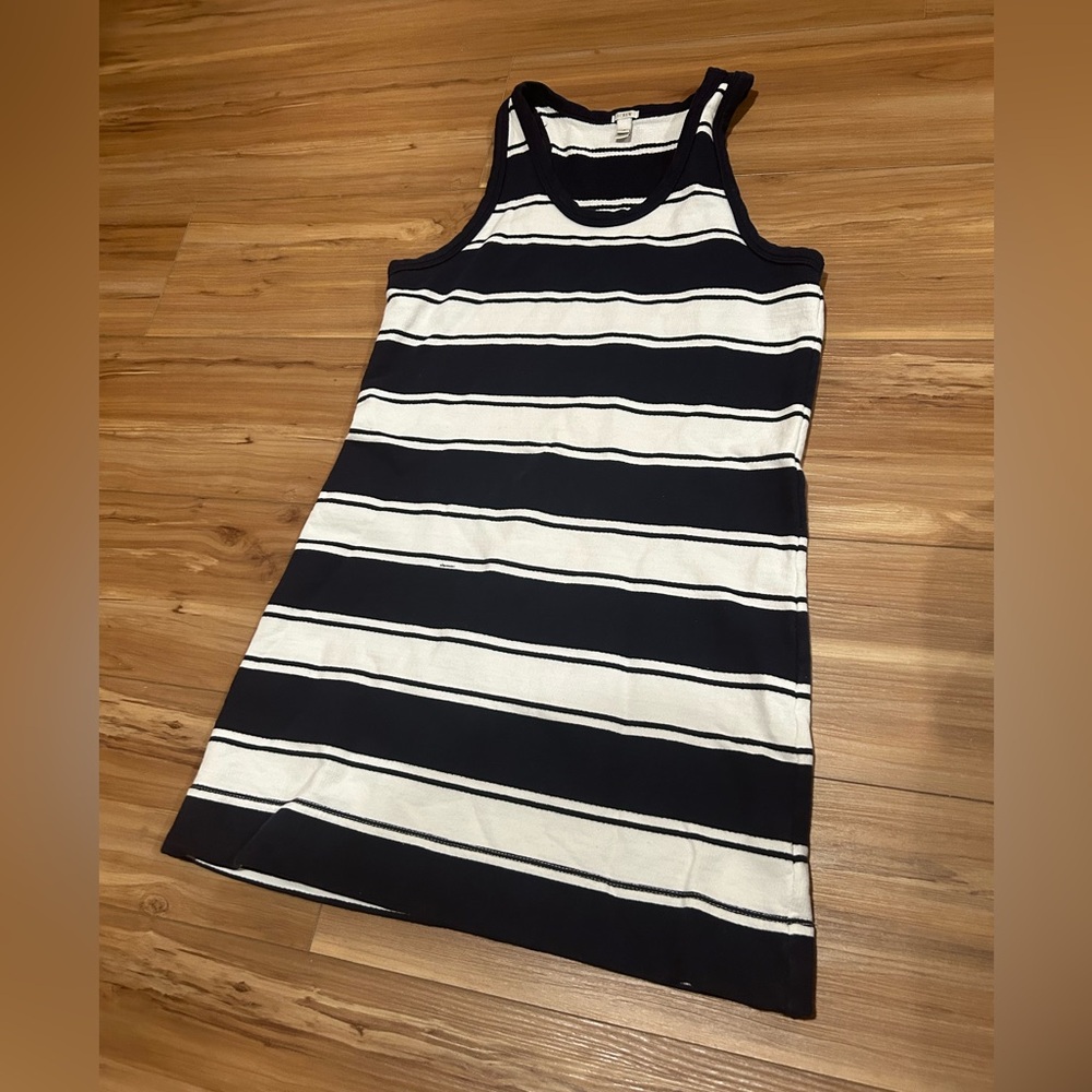 J. Crew Navy and White Striped Mini Tank Dress Size XS